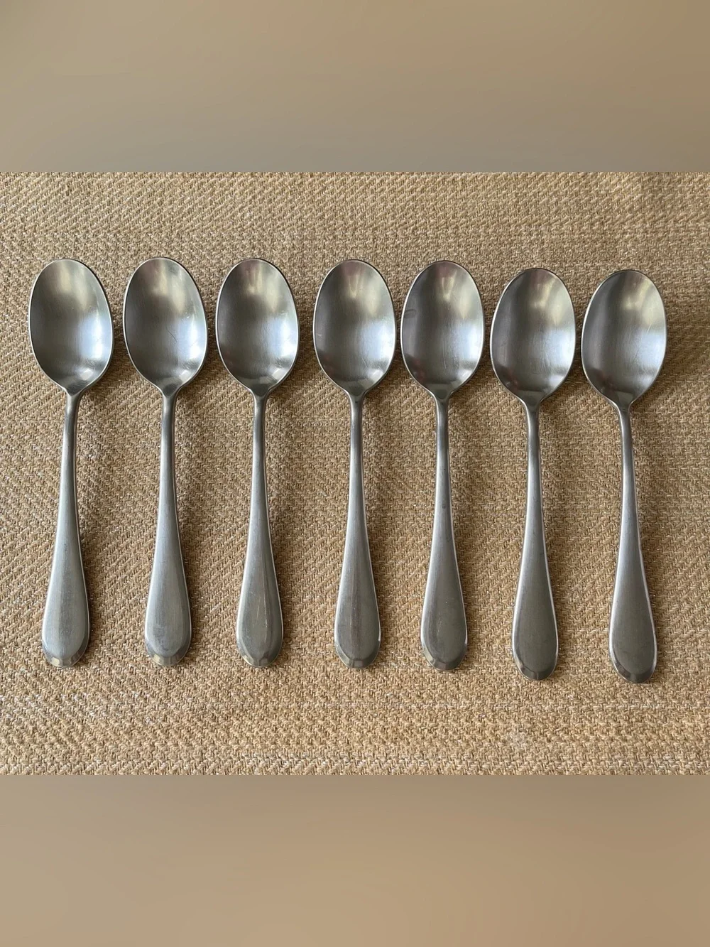 Satin Icarus (Stainless) Soup Spoons by ONEIDA (7)